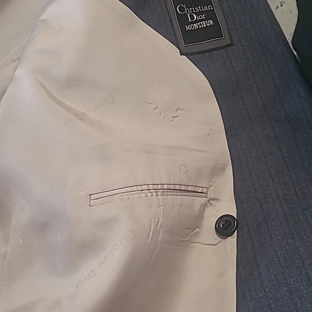 CHRISTIAN DIOR MEN'S VINTAGE STRIPPED WOOL SUIT COAT Blazer LARGE - Picture 6 of 12